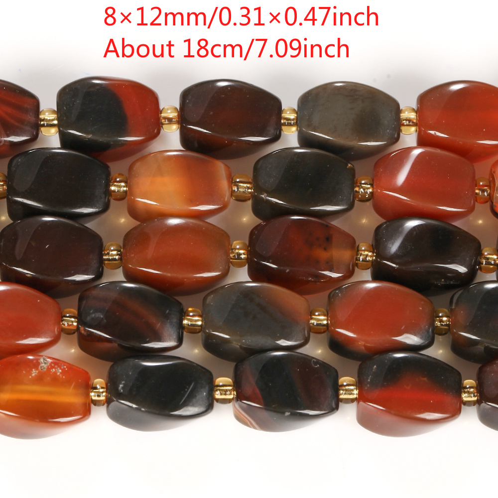 TEMU Natural Gradient Agate Beads - Burnt Color Suitable For Making, 8×12mm Round Multicolor Beads For Bracelets, Necklaces, Earrings, Craft