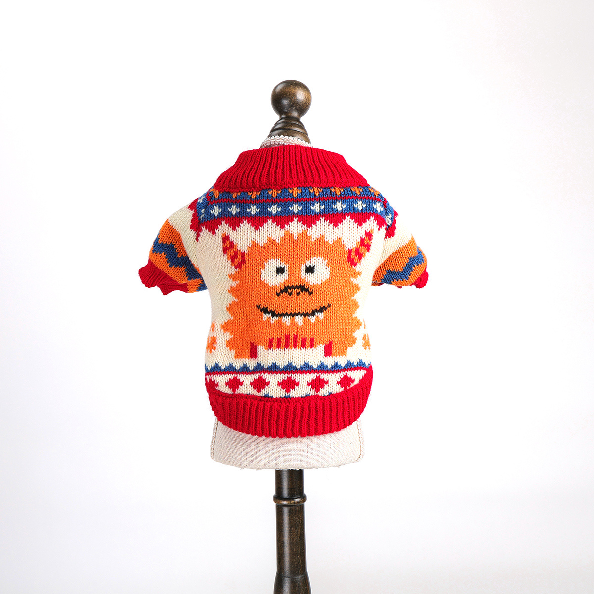 TEMU Pet Cute Jacquard Pattern Cat And Dog Clothes, Orange Sweater, Autumn Winter Warm Knit Comfortable Soft Pullover Sweater