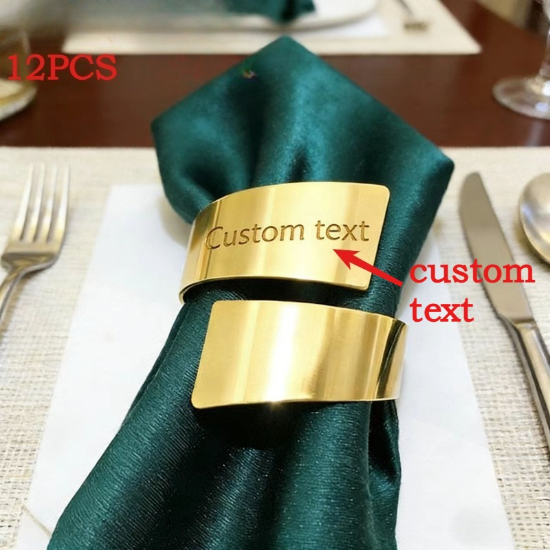 TEMU 10pcs/12pcs/20pcs Custom Laser-engraved Creative Napkin Rings For Hotels & Restaurants, Polished Cross Design, Valentine's Day Table Decor