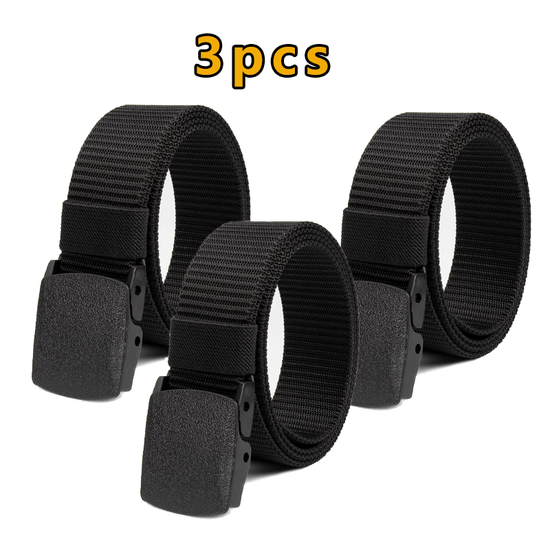 TEMU Lot de 3 ceintures en tissu pour homme et femme avec boucle lisse, ceinture de sécurité facile à aux contrôles pour jeunes étudiants, mode