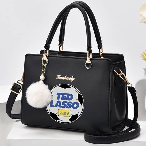 1pc . mala de moda estampada para mulheres, bolsa de tiracolo com pendente de pelota de cabelo, mala de ombro elegante com alça superior para deslocações diárias, compras, viagens e passeios