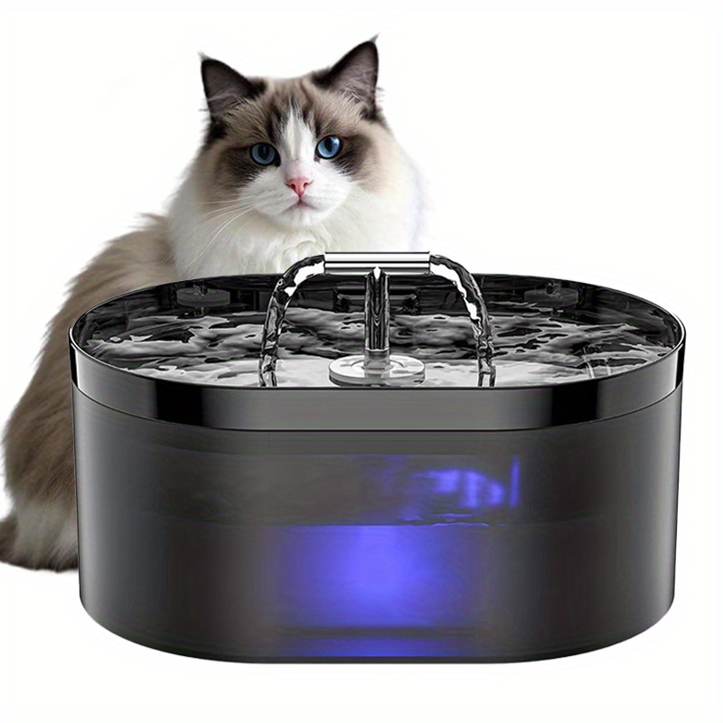 74oz/ 2.2L Automatic Pet Water Fountain, T-Tap Design with LED Light, Ultra-Quiet USB-Powered Cat & Dog Water Dispenser for Multiple Pets, Transparent Window & Sleek Black, Multiple Pet Waterer | Sleek Pet Fountain | Water Fountain for Cats