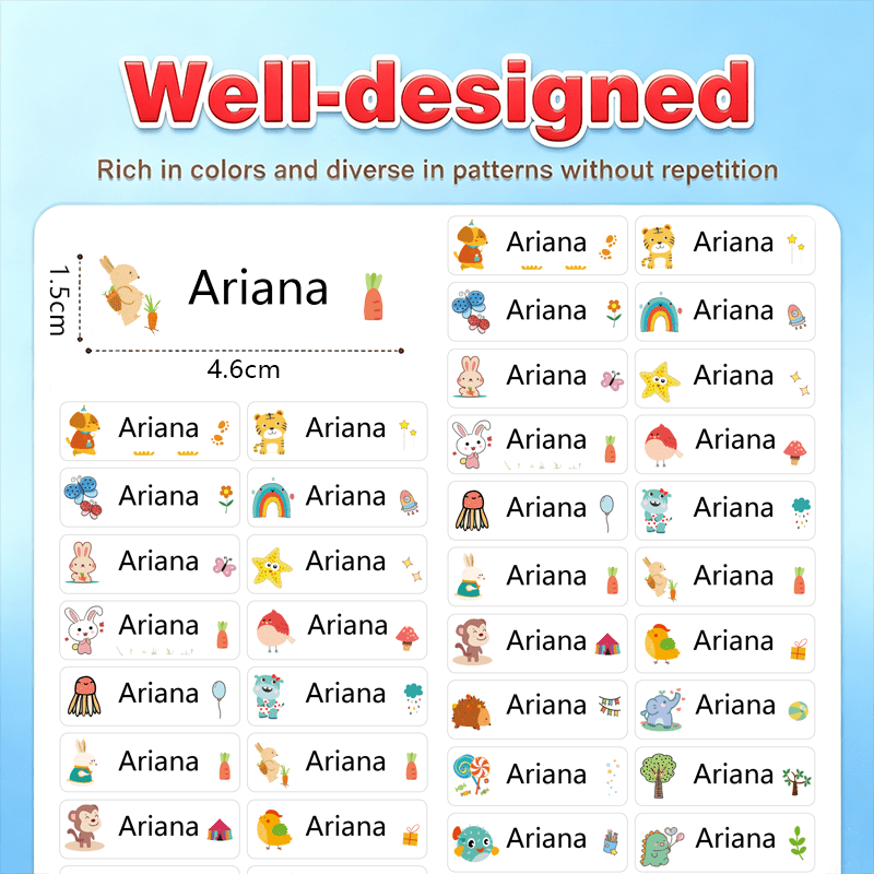 TEMU Adesivi personalizzabili con a tema animali da 58-630 pezzi, con motivo a cartone animato , etichette colorate personalizzate, adesivi per