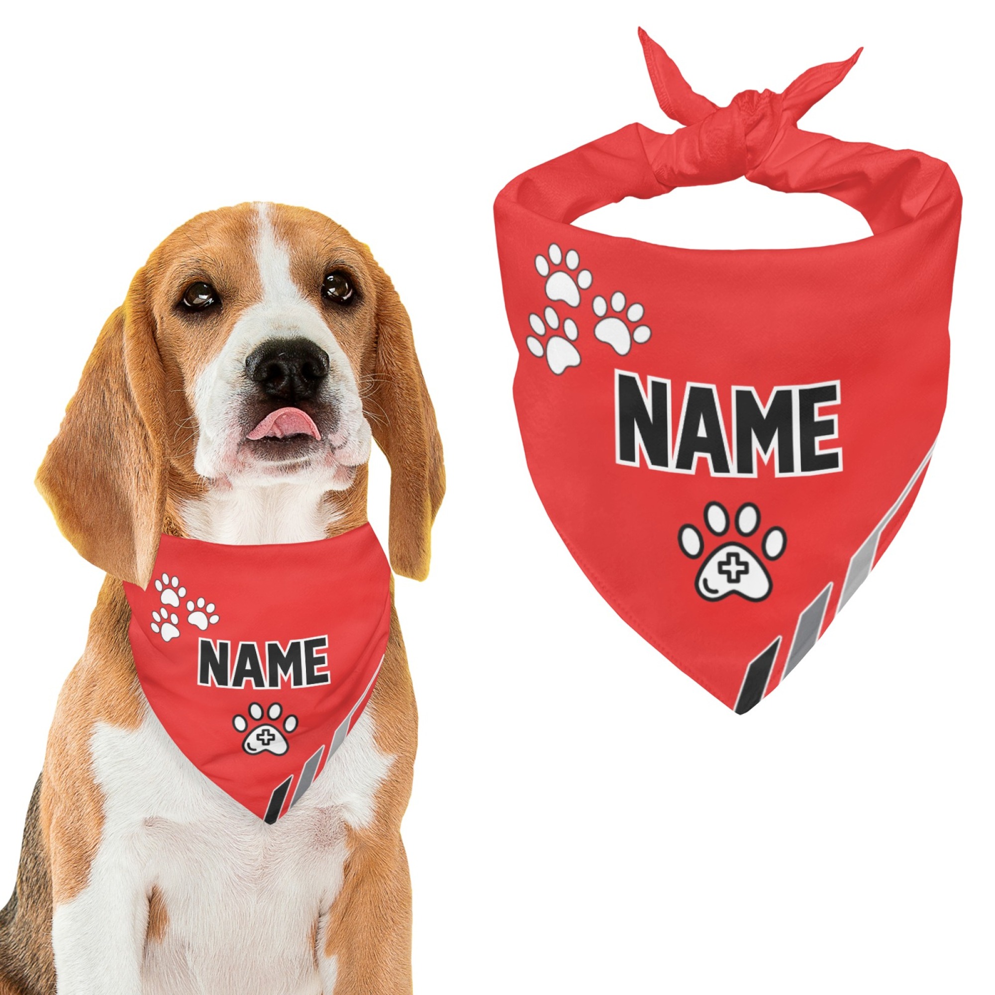 TEMU Custom Text/name Dog & Scarf Bandana - Adjustable Triangle Collar Shawl Suitable For Large Small Pets, Pet Gift For Holidays, Daily Wear For ,