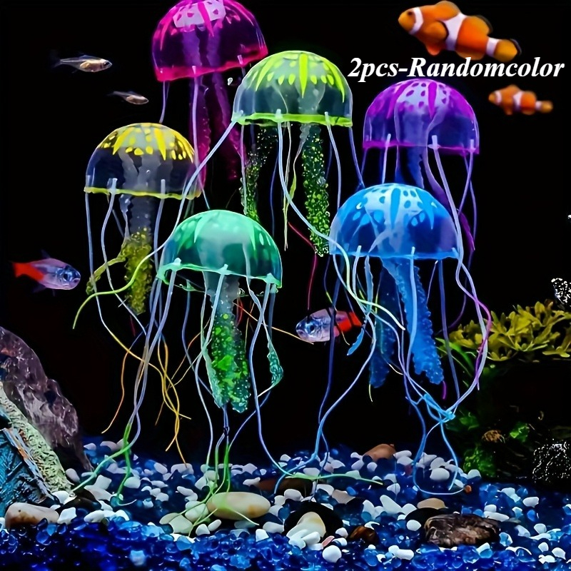 Image of Luminous Simulated Jellyfish Fish Tank Decoration, Random Color Fluorescent Suspended Aquarium Jewelry, Moving With , Fish-friendly Materials, Professional Underwater Landscaping Ornaments