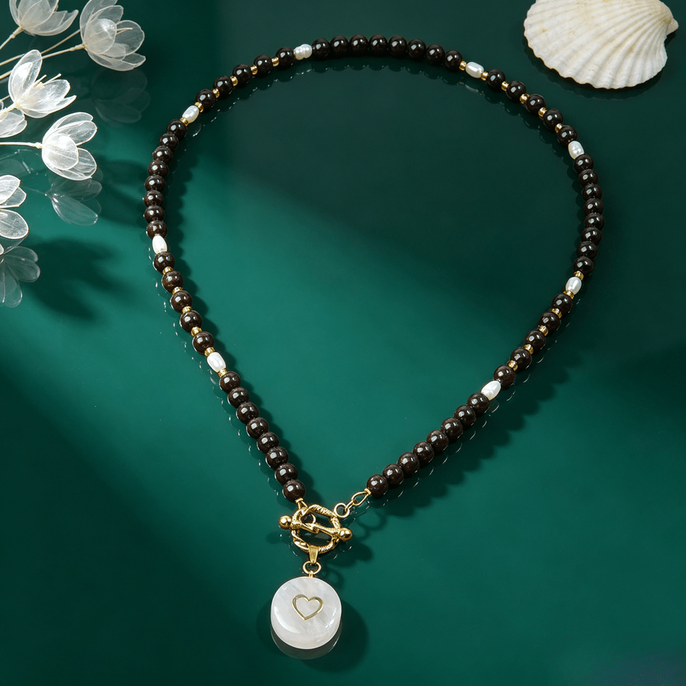 Pink Round Pendant Necklace with Garnet