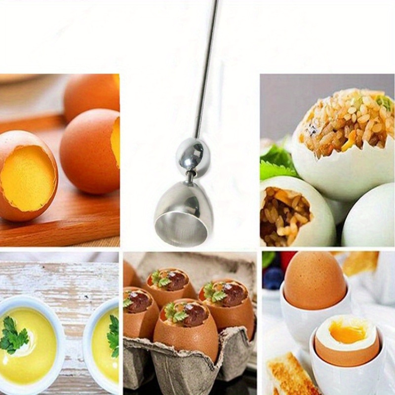 stainless steel egg topper cutter kitchen gadget for easy opening of soft and hard boiled eggs cooking accessory tool for egg lovers details 2