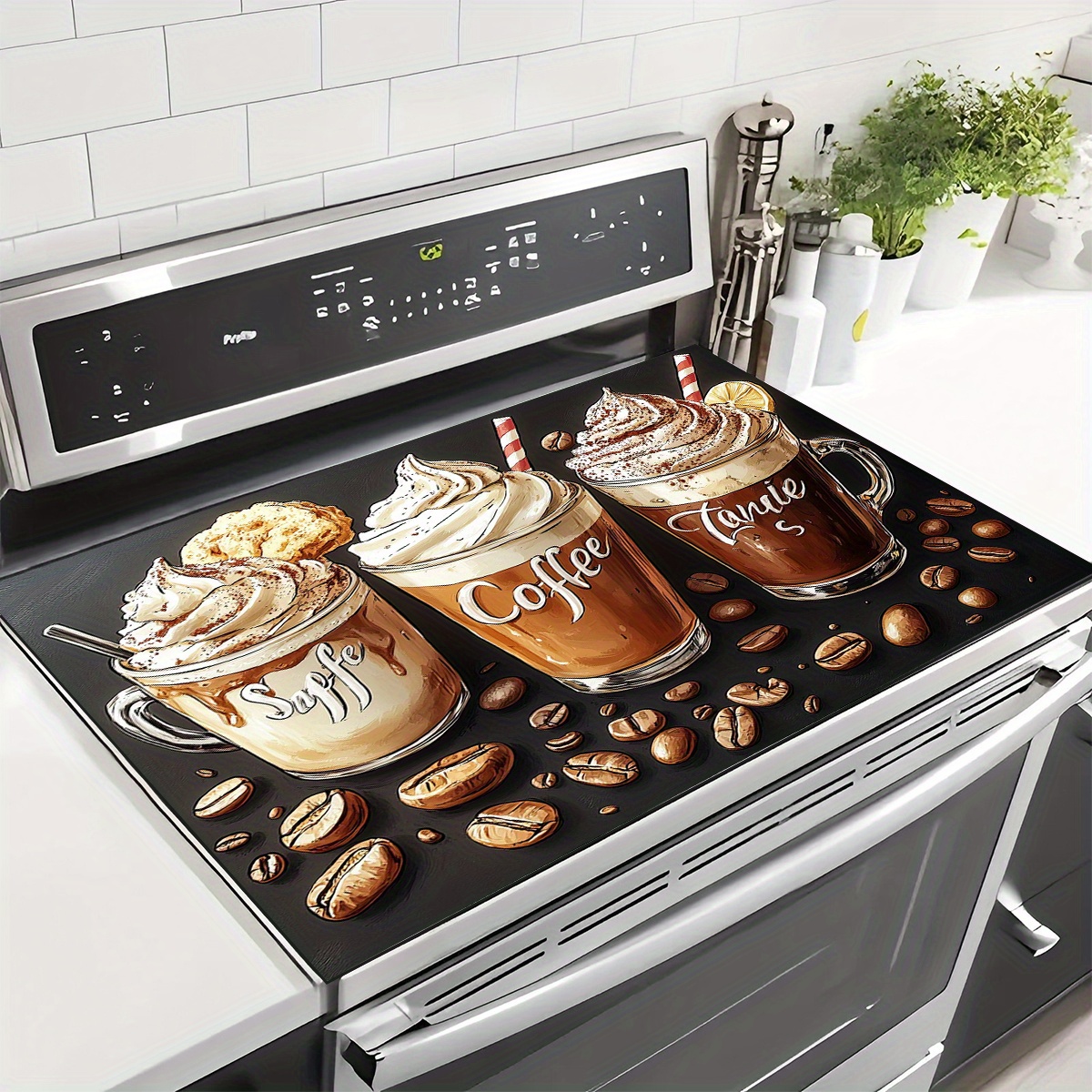 TEMU 1pc Artistic Coffee-themed Dish Drying Mat – Absorbent, Heat-resistant Kitchen Countertop Protector For Dishes, Coffee Makers, Microwaves & More