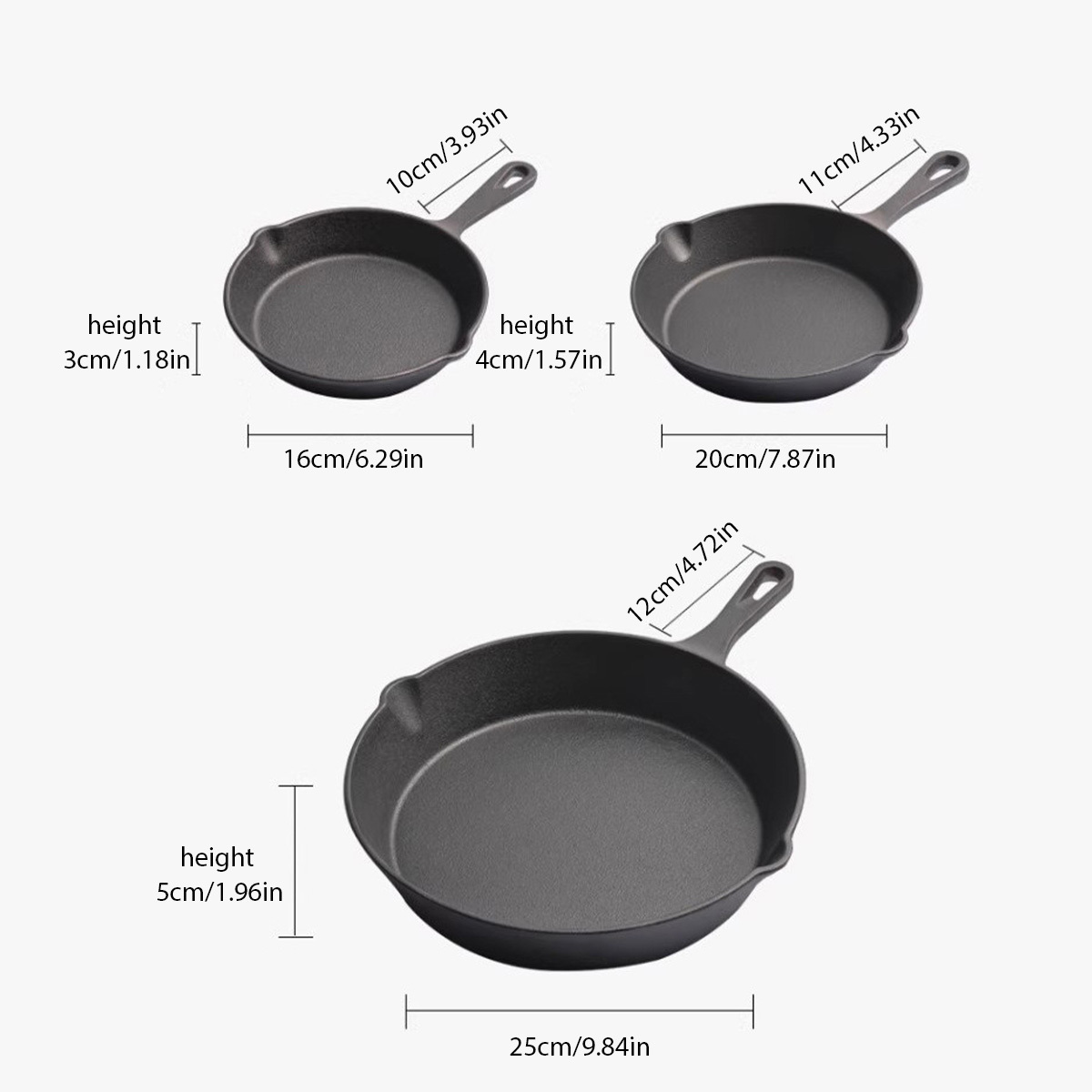 TEMU 3pcs Cast Pancake Steak Frying Pan Mini Meat Egg Home Flat Bottom Pan Cookware Oil Splatter Pot