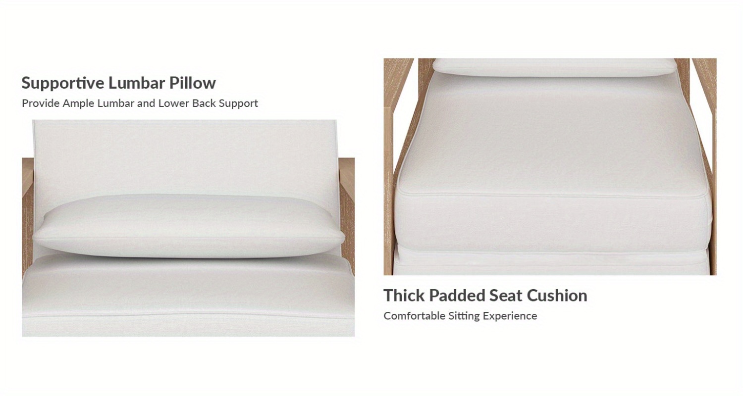 Patio Outdoor Chaise Lounge, Acacia Wood Chaise Lounge Chair with Lumbar Pillow, Adjustable Reclining Poolside Lounge Chair with Thick Padded Cushion, White