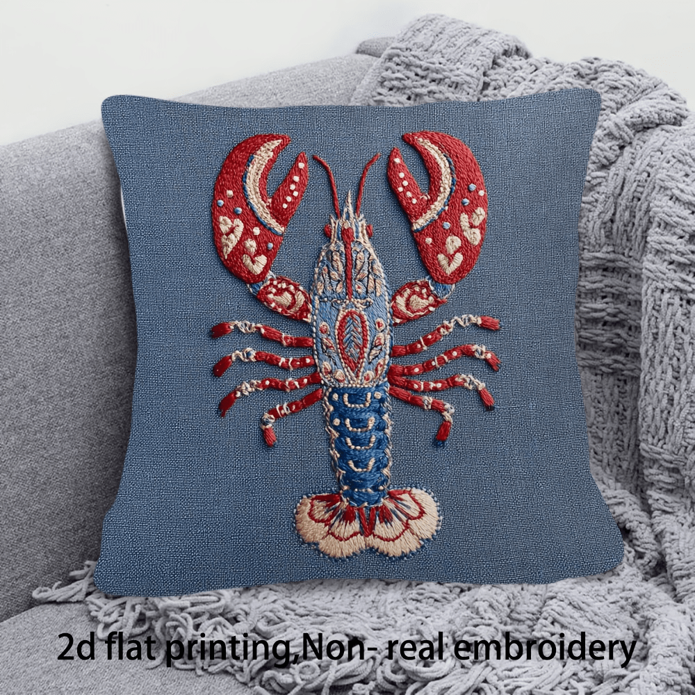 TEMU Housse de coussin décorative 1 pièce avec - Taie d'oreiller avec imprimé bleu côtier pour canapé, lit, dortoir, décoration de ferme, fermeture à
