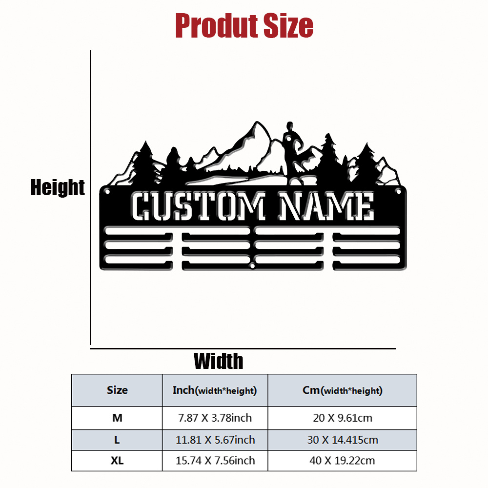 TEMU Customizable Metal Medal Holder Wall Art, Retro Mountain Style, Sports Theme, Ideal For Valentine's Day, Father's Day, Day, Graduation Gifts, No