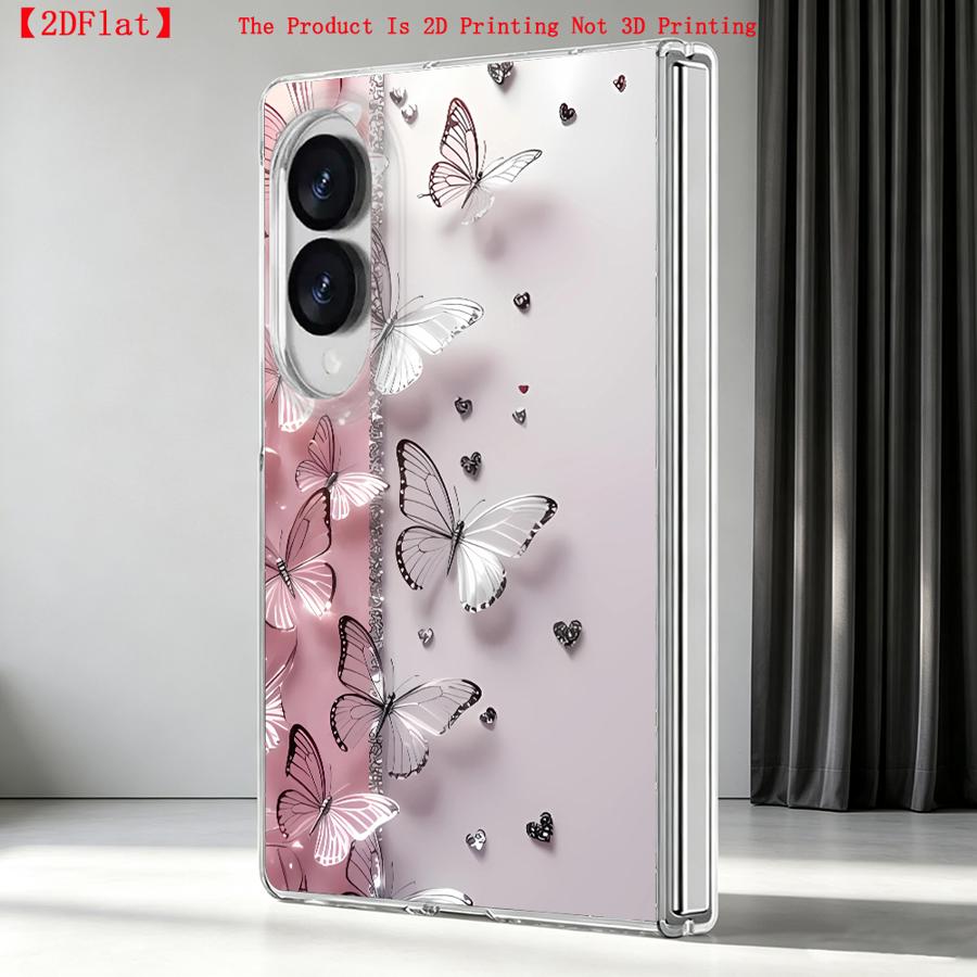 TEMU Phone Case - 2d Flat White Outline Phone Case Suitable For For Galaxy Z Fold 8 Fold8