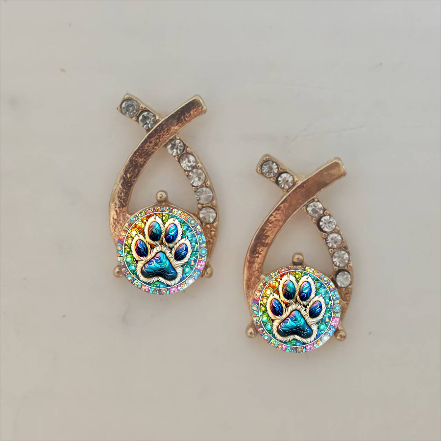 TEMU Boucles d'oreilles 2 pièces à empreintes de pattes, boucles d'oreilles animaux, boucles d'oreilles nature, boucles d'oreilles artistiques,