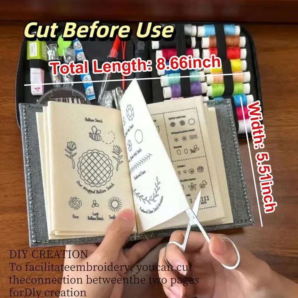 Embroidery Stitch Book Kit for Beginners with Tools