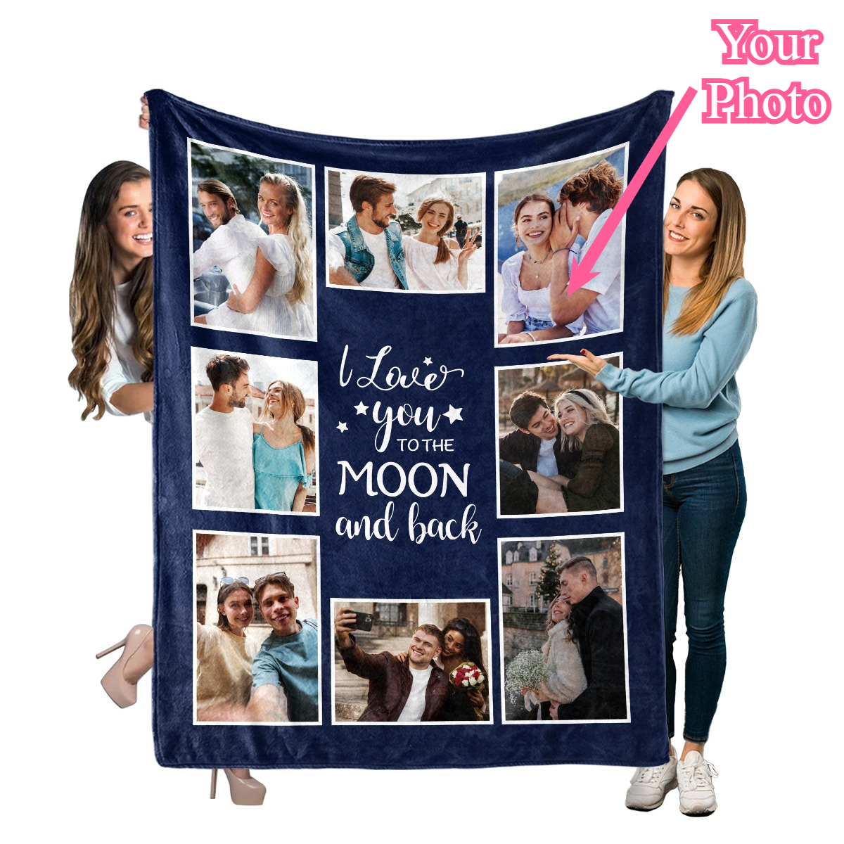 Personalized Flannel Throw Blanket, Family Photo Collage