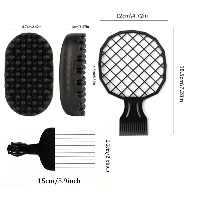  3pcs twist styler comb brush set premium twist hair sponge brush twist styler comb set for men women metal brush pick and twist comb for afro curly coiled short hair