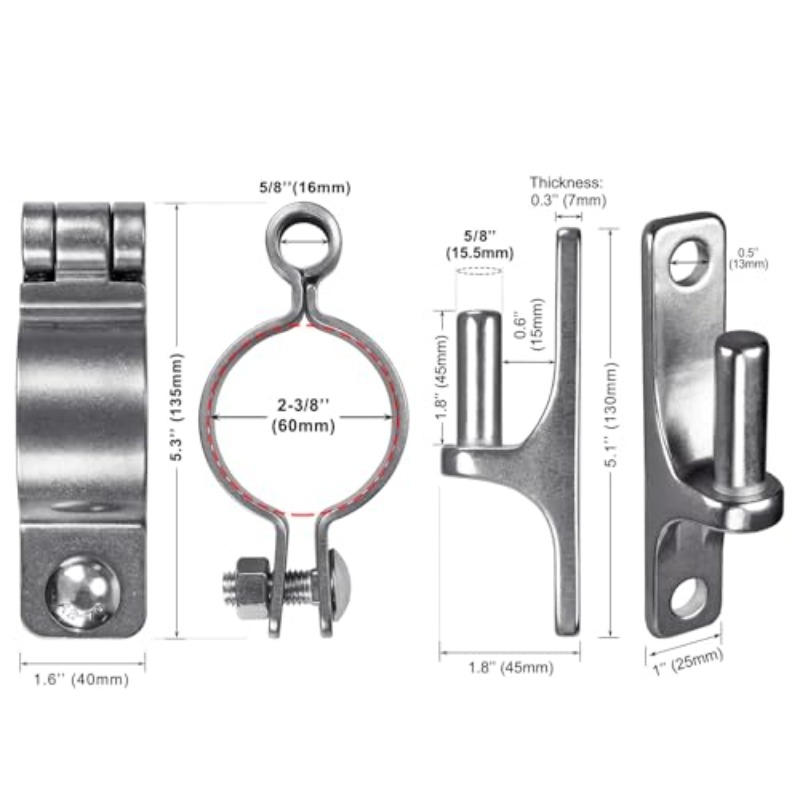1-3/8 Chain Link Female Gate Hinge, Metal Gate Hinge Chain Link Fence Female Gate Hinge Galvanized Gate Post Hinge For 1 3 8 Od Post Pipe Bolts And Nuts Included 4 Pcs