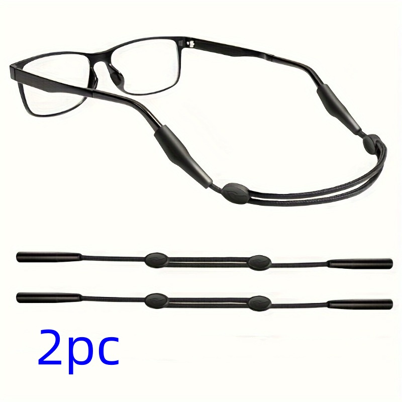 TEMU 2 Silicone Glasses Straps, Non-slip Adjustable Glasses Holder, Extendable From Inches, Suitable For Men And Women, Black, Suitable For Family Theme