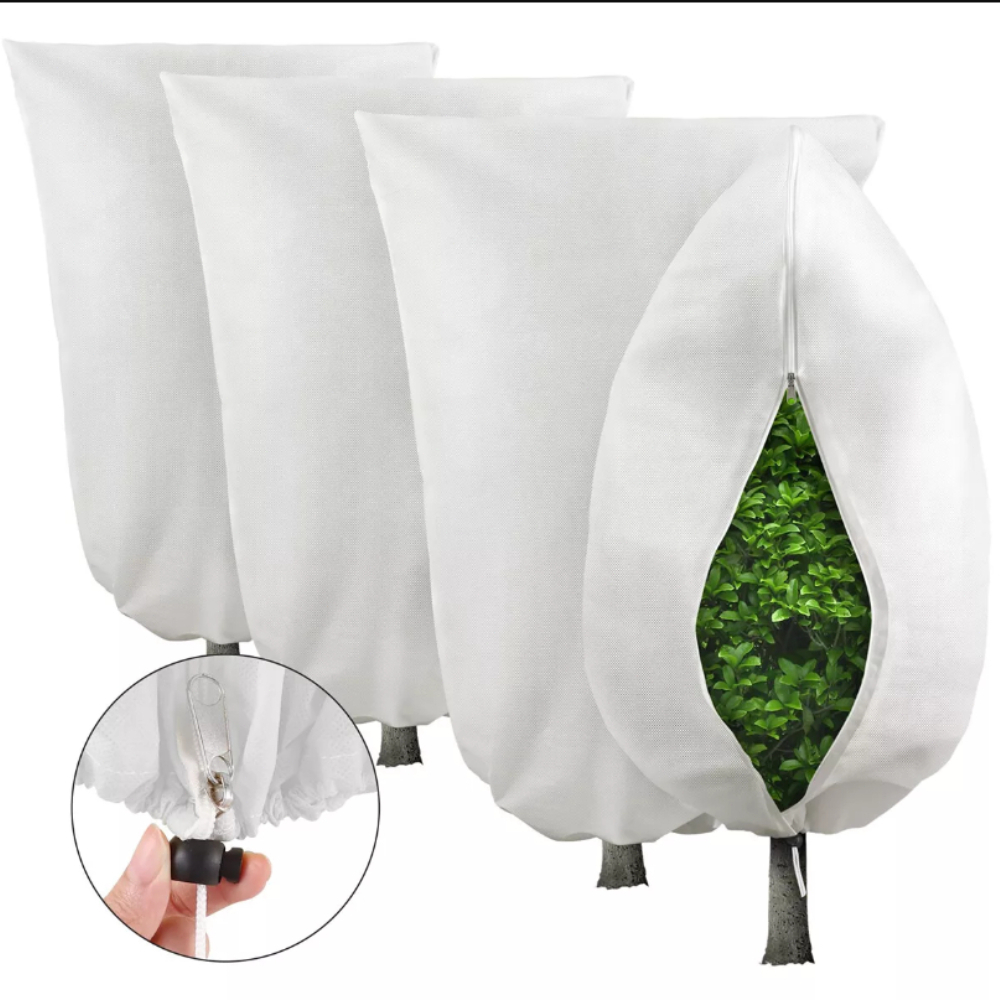 Image of 4pcs Plant Winter Protection Covers 80 X 120cm With Zipper And Drawstring, Frost Protection For Palm Olive Trees