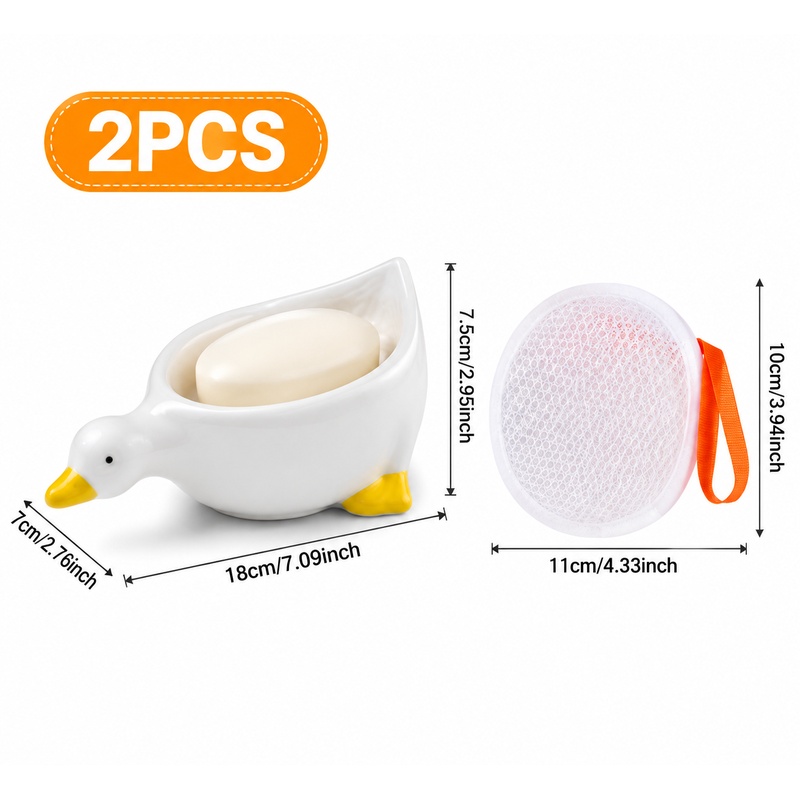 TEMU Set de 2 porte-savons canard avec filet , plateau porte-savon auto-égouttant à motif , organisateur de rangement pour savon pour lavabo de salle