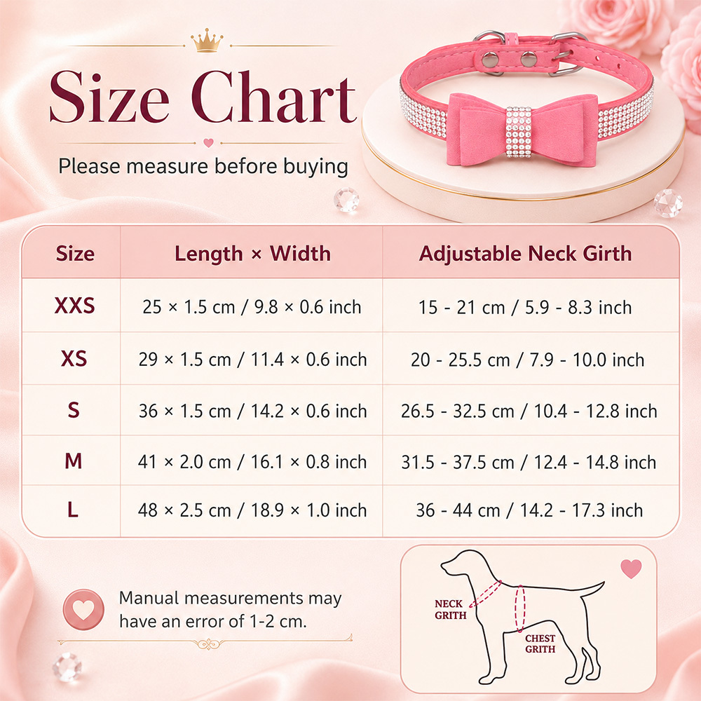 Rhinestone Bow Pet Collar in 5 Colors