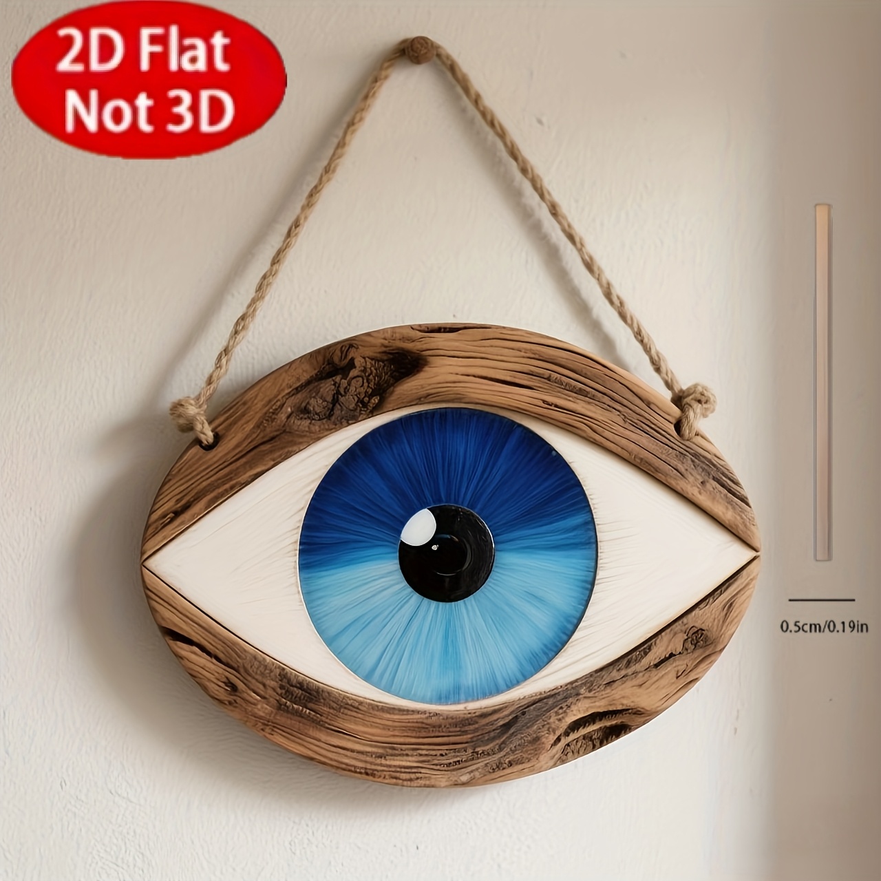 TEMU Decorazione da parete boh矇mien con 2D piatto, piano 2D/piano 2D/piano 2D, piano 2D - Artigianato in legno con di iuta, di iride blu , adatta per