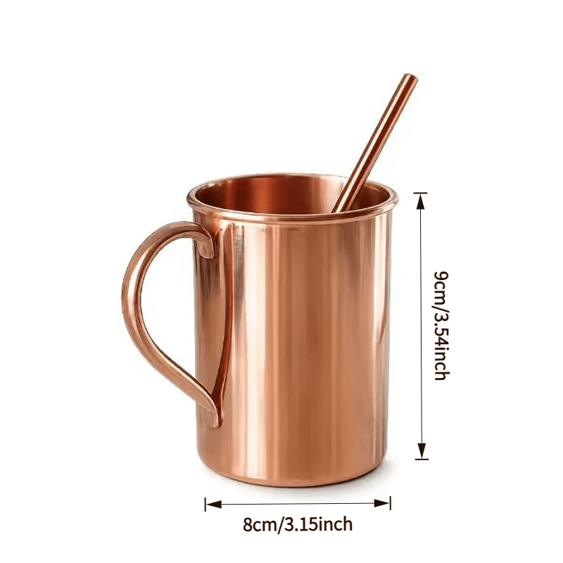 TEMU Handcrafted Unlined With Matching Copper Straw, Authentic Heavy Copper Tumbler For Drinking Water, Coffee, Beer& Wine