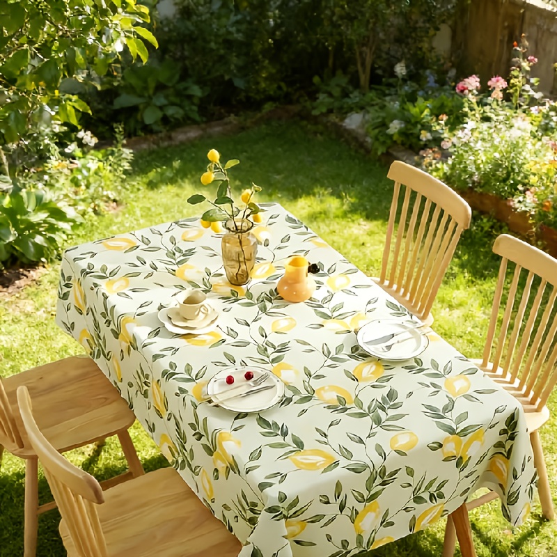 TEMU Vinyl Rectangular Tablecloth| 1pc High Tablecloth| Overlock-stitched Flannel Backing| Suitable For Indoor And Outdoor Decoration, Kitchen, And