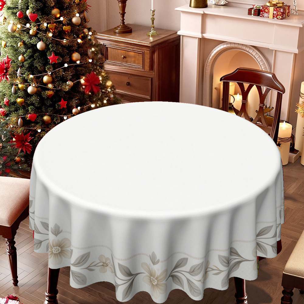 TEMU 2d Printed 59x59in/150x150cm A Circular Table Cover Featuring A Festive Floral Pattern, Occasions Like Christmas, New Year's, Valentine's Day,
