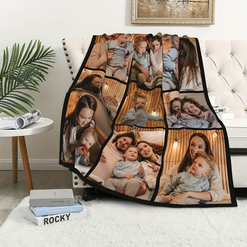 TEMU Personalized Photo Blanket, Your Own Pictures - Image, Suitable For Sofa Cover Blanket, Soft Fleece Blanket With Photo Printing Technology, Via