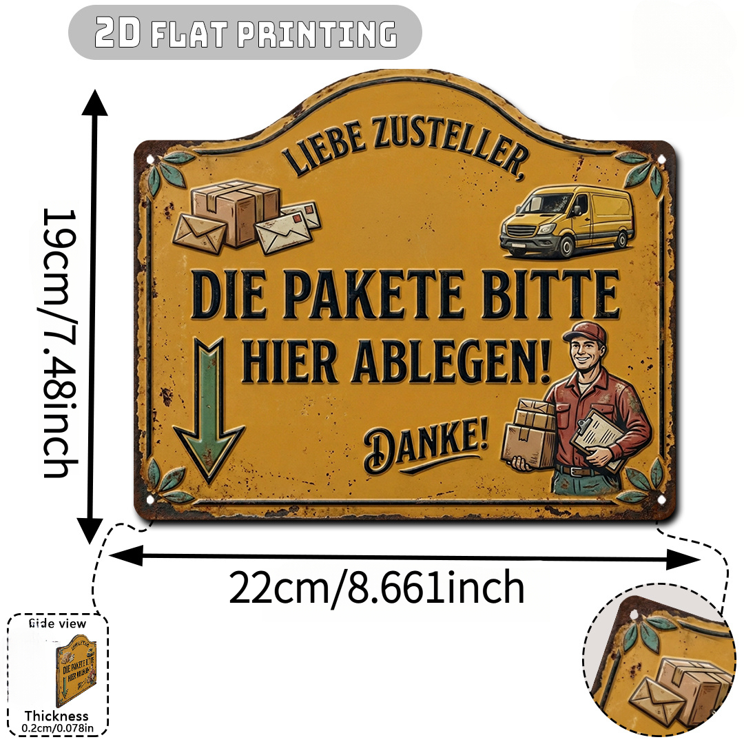 TEMU 2D Flachdruck, . Vintage Holz Paketempfänger Schild, Lustige Außendekoration, Geschenk für Paketliebhaber, Robustes Holzmaterial, Hofeingang