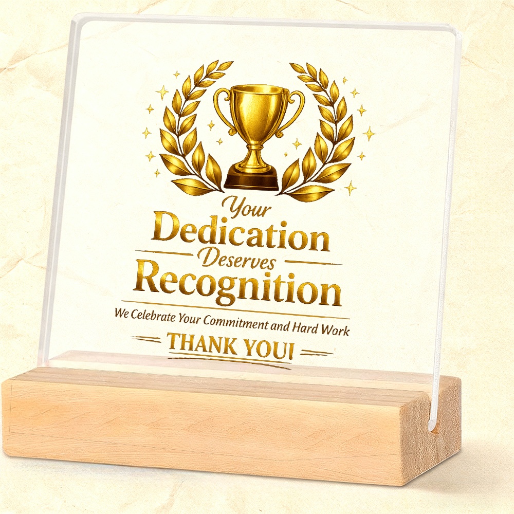 TEMU Médaille 2D Plate Corone de Laurier Dorée avec Base en Bois - de Trophée de Laurier, pour Décoration de Bureau, Cadeau de des Employés, Prix