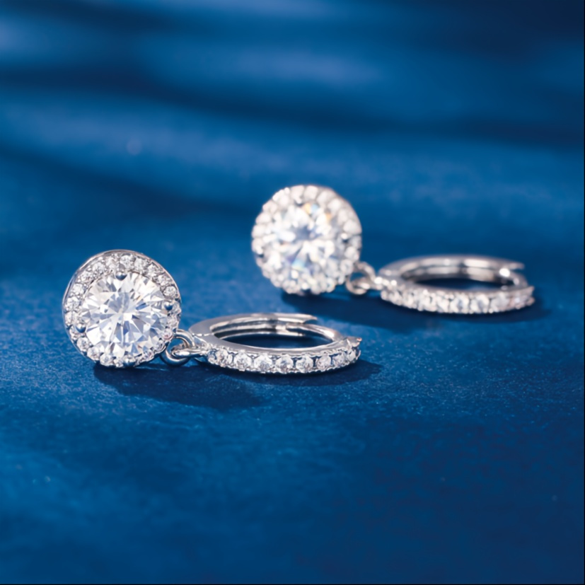 925 sterling silver womens round diamond studded earrings exquisite elegant fashionable and trendy   daily wear weddings birthdays festivals and anniversaries   a   box Product details 2