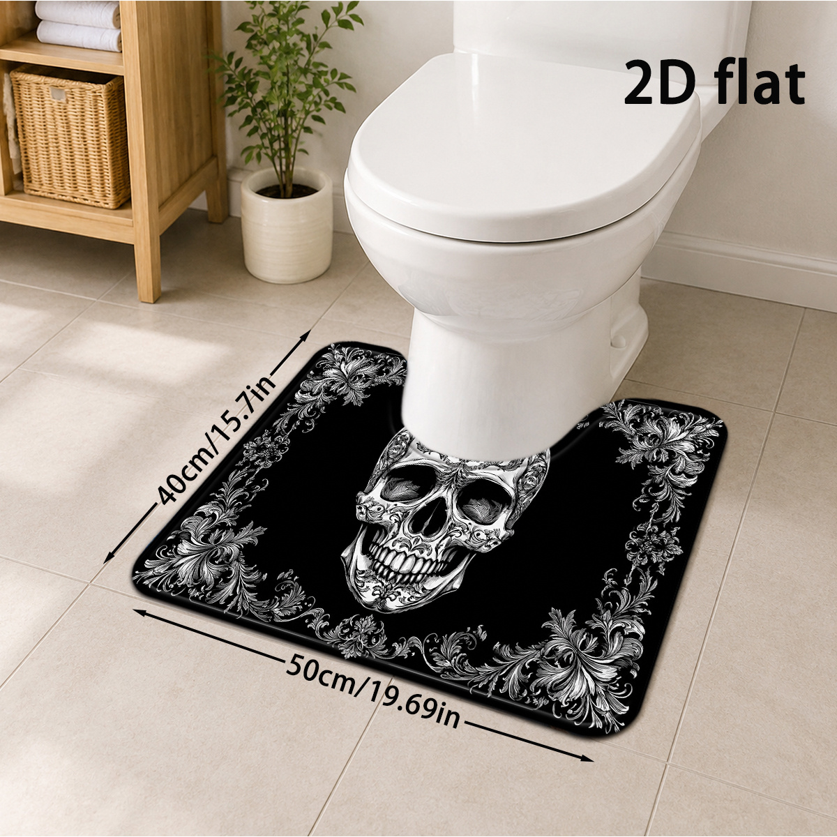 TEMU 2d Flat, 2d Flat 1pc Black And White Vintage Ornate Carved Pattern Decor, Fashionable Artistic Style Trendy Printed Non-slip Wear-resistant