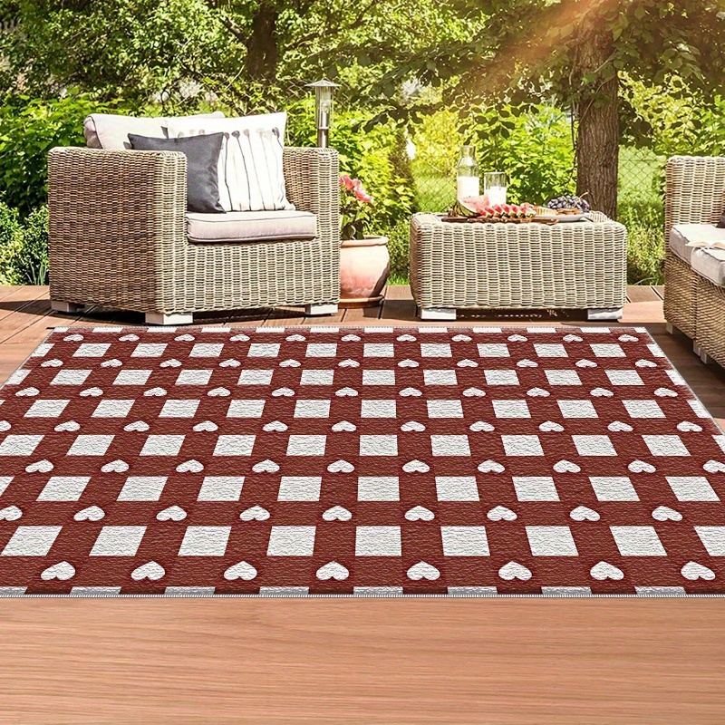 1pc red white checkered heart pattern area mat soft durable machine washable non slip polyester mat for living room bedroom kitchen bathroom and dining room decor rugs for living roo