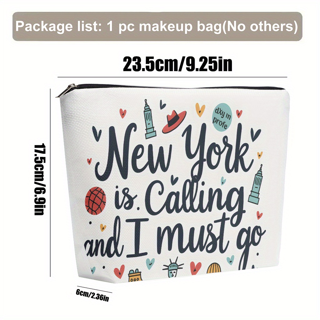 TEMU Makeup Bag 1pc, Is Calling And I Cosmetic Bag, Lightweight Cosmetic Pouch With Zipper For Women, Double Sided Print Toiletry Travel Bag& Coin
