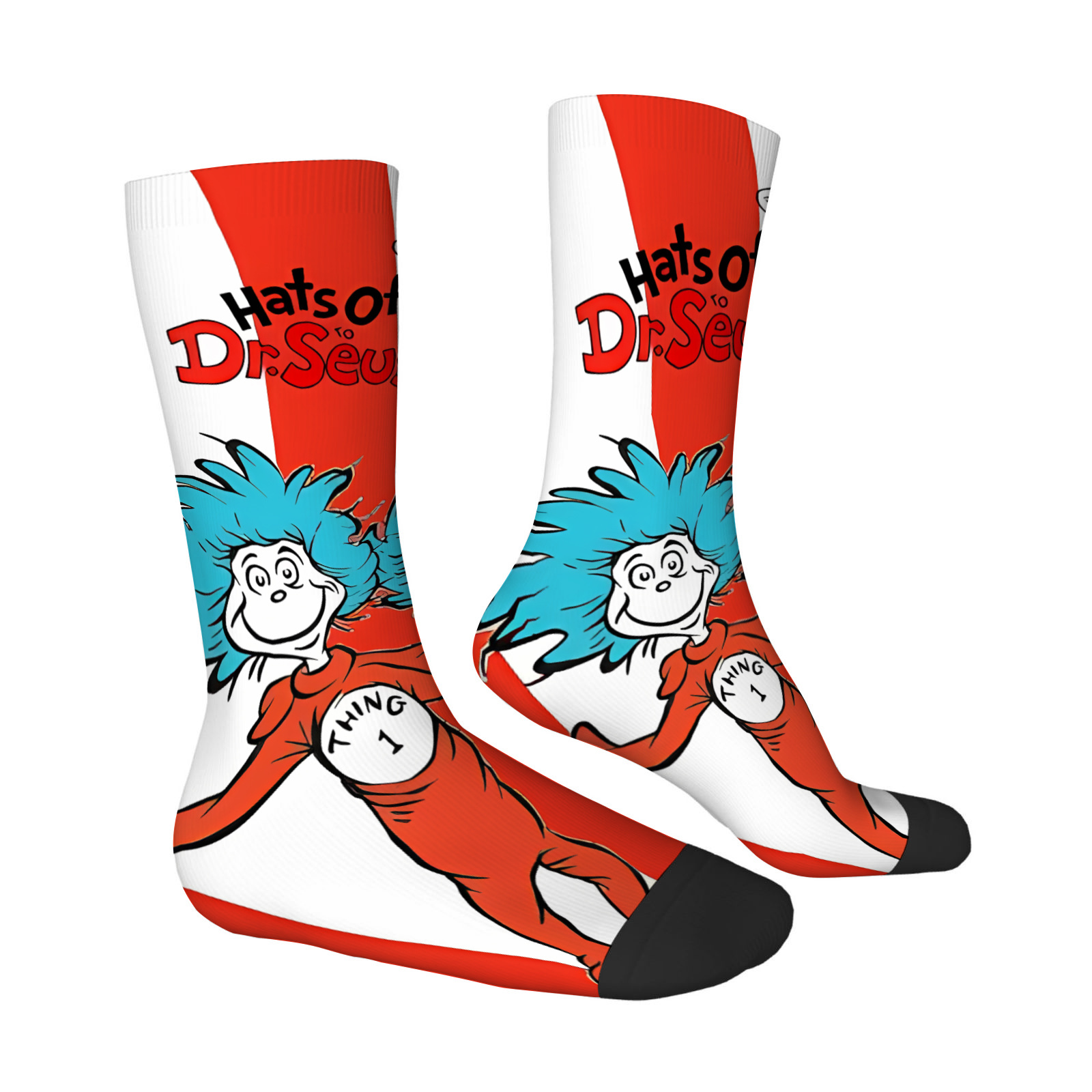 TEMU 1 Paire de Chaussettes Fantaisie à Imprimé Intégral - Mélange Polyester et Élasthanne, Imprimé Intégral (Elfes, Dragons, Licornes, Dinosaures) -