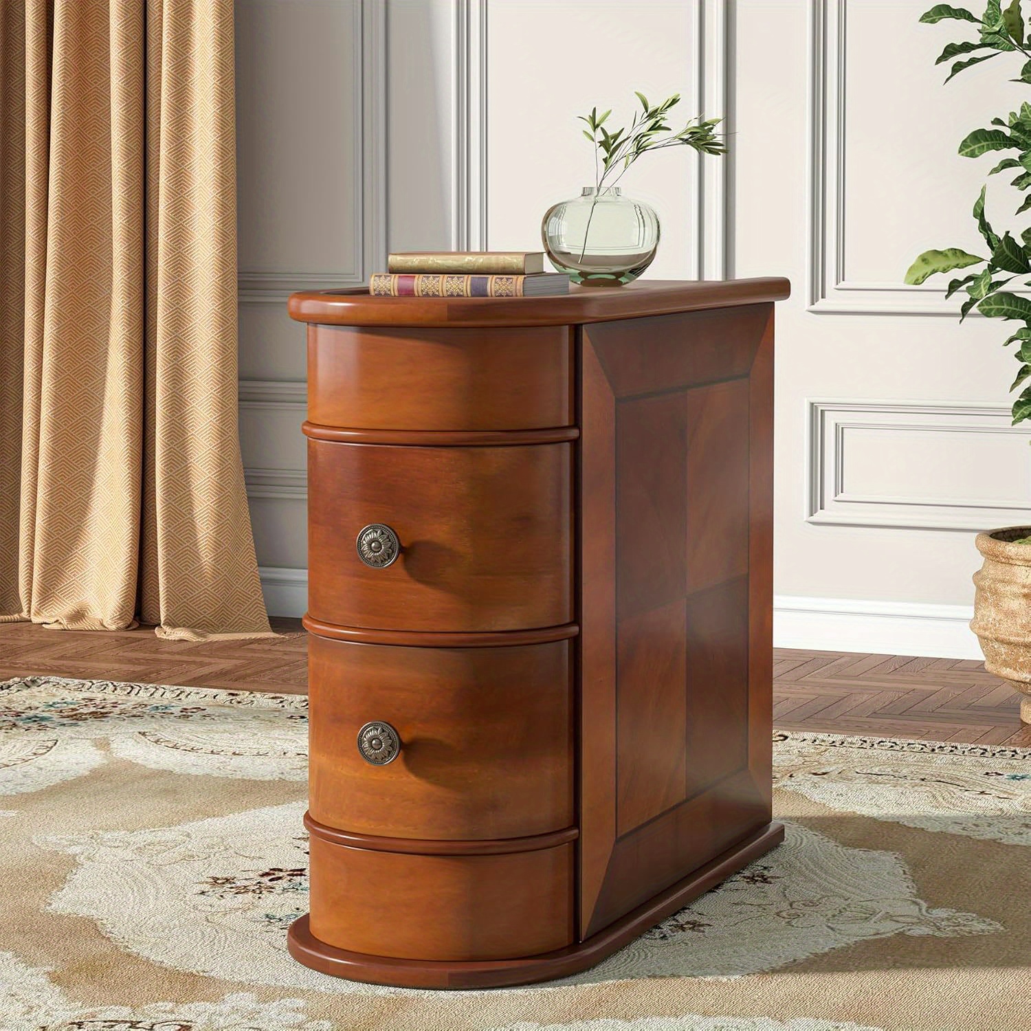 TEMU Table basse en bois de , table basse étroite à 2 tiroirs avec dos , aucune assemblage