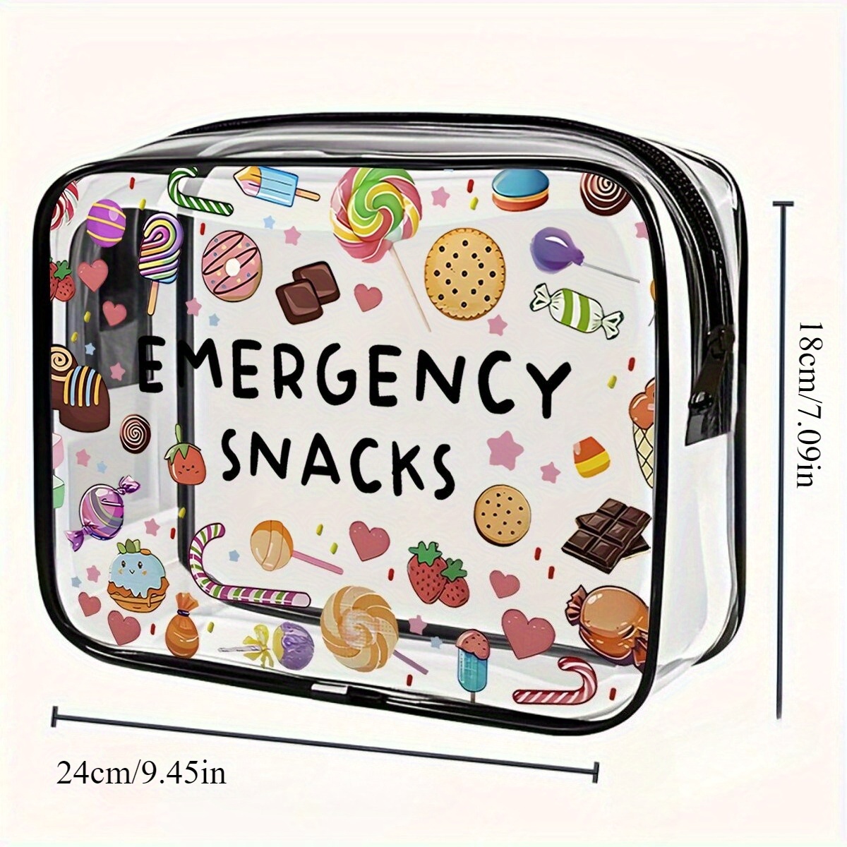 TEMU Clear Emergency Snack Bag, Portable Storage Bag, Large Capacity Bag, Suitable For Road Trips, Picnics, Daily Snacks, Perfect As Birthday Gifts