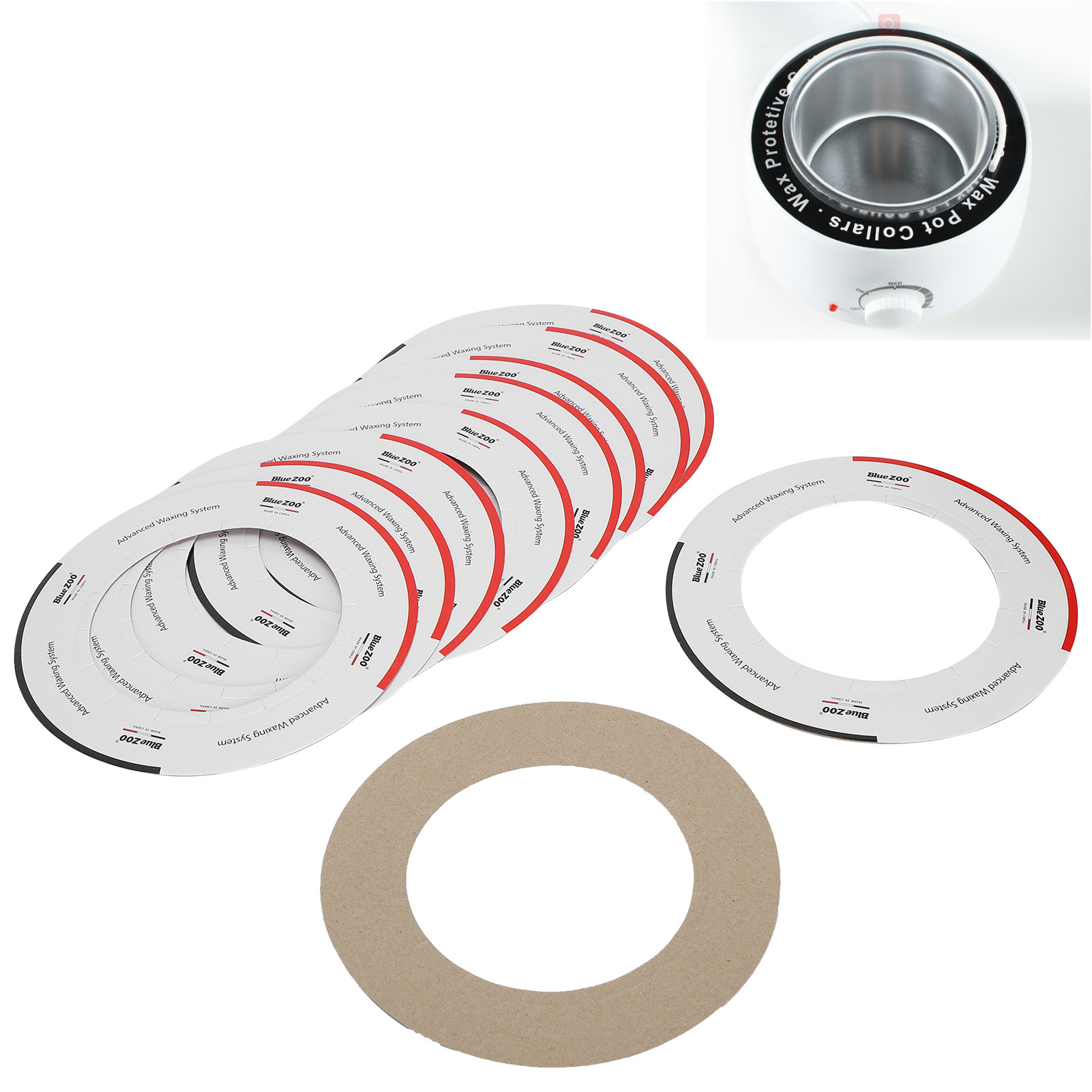 10 kom. BlueZoo Napredni Sustavi za Depilaciju Zaštitne Ogrlice - Pristajuće, Lako se Čiste Papirnati Prstenovi za Grijač Voska, Sprječavaju Kapljanje i Nakupljanje, Bez Mirisa