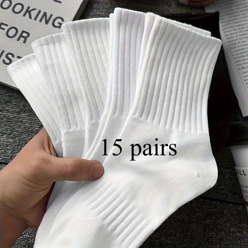 E-shop 15 Paar/20 Paar Einfarbige Gestreifte Socken, Bequeme Atmungsaktive Wadensocken, Sommer-Sportsocken für Damen und Herren