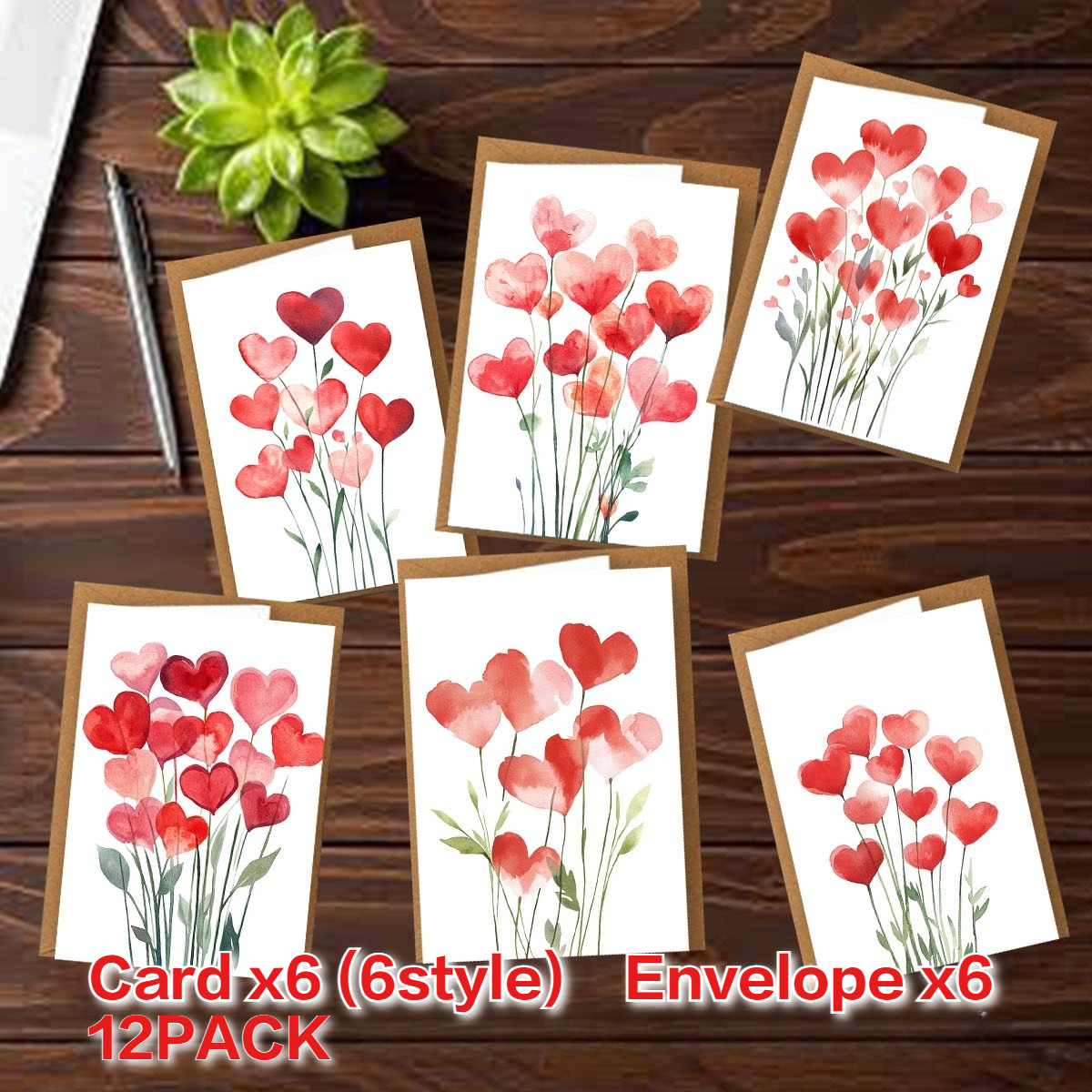 TEMU 12 Cartes pour diverses occasions, y les vœux de Noël, les vœux d'anniversaire, la Saint-Valentin et Noël, avec des de bouquets de cœur. peuvent