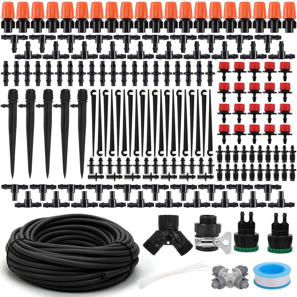 Garden Irrigation Kit, 131ft 1/4" Drip Irrigation Kit Garden Irrigation System With Adjustable Nozzle Dripper Automatic Irrigation Equipment Set For Garden, Greenhouse, Patio, Lawn