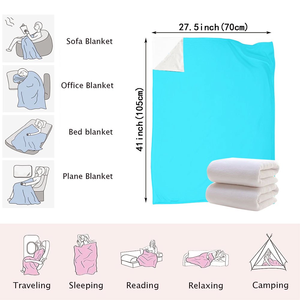 TEMU 1pc Of Air-conditioning Blanket, Sky Blue Fresh Flannel Blanket | Summer Air-conditioning Leisure Blanket | Light Blue Dormitory Nap Small