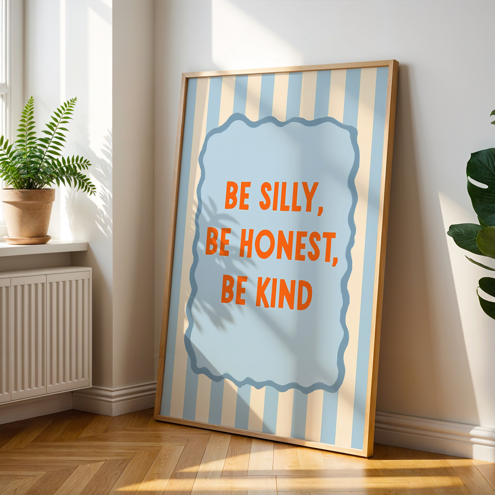 TEMU 1pc, Wall Art, Quote Poster, Cute Nursery Quote Print, Vintage Baby Room Decor, "be Silly Be Kind" Text Pattern, Playroom Decor, Housewarming