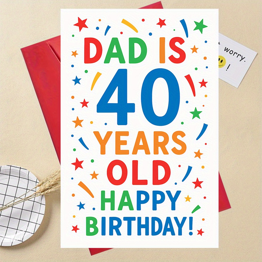 TEMU 1pc Funny Gift For Dad - 40th Birthday Card For Men, Colorful Design, Great Gift For Father, Husband, Brother, Party Celebration Decor