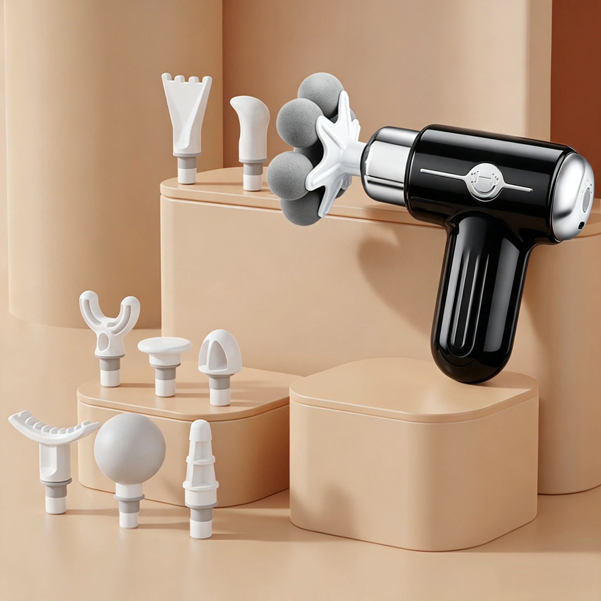 Image of 6 Mini Massage Gun - Muscle Percussion Rechargeable Massager With 9 Massage Heads, Quiet & Portable, Deep Tissue Massage Gun For Back, Legs, Shoulders & Neck - Gift For Sports & Home