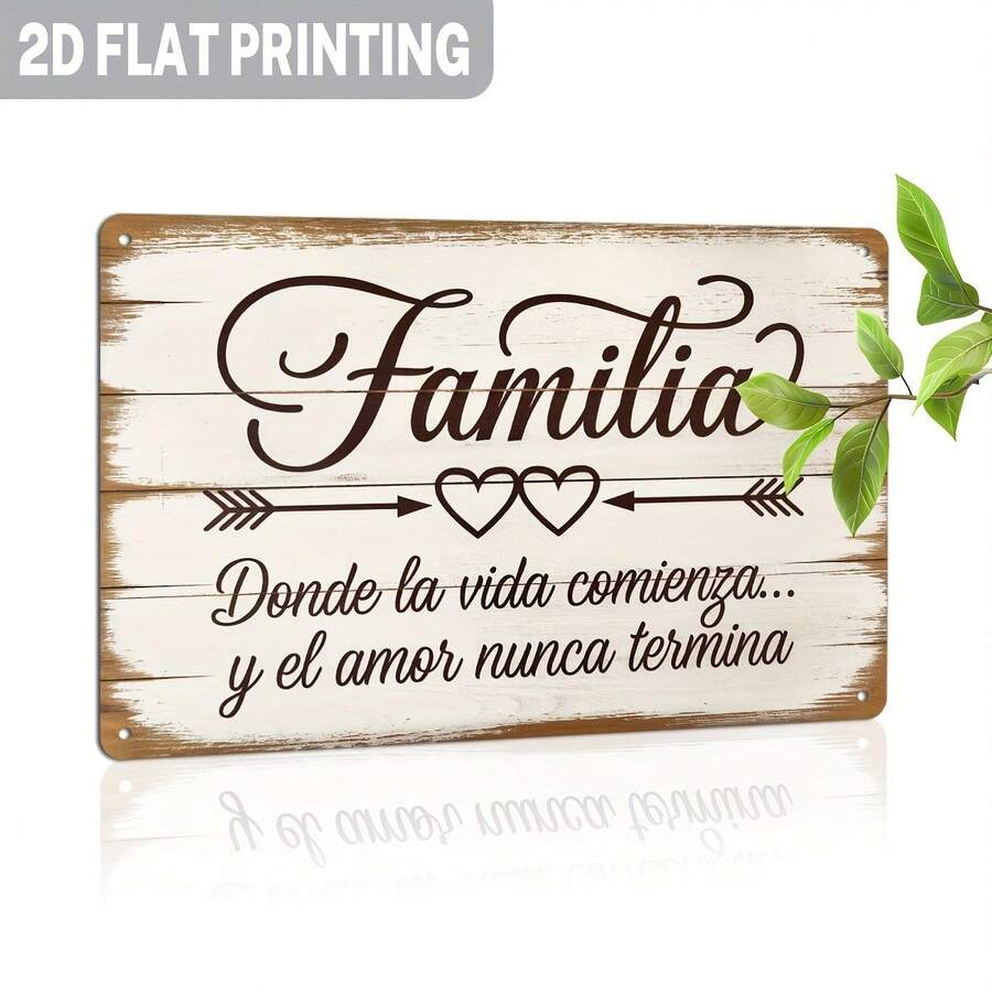 TEMU Placa de Decoración de Pared de Madera con Tema Familiar en Estilo 2D, Paquete de 1 pieza, Español "" - Retro de Madera con Tema Familiar " de ,
