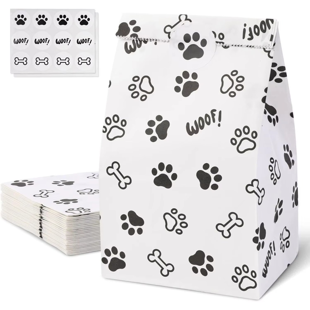 TEMU 24pcs Gift Bags With Stickers Prints High-quality Black & For Dog Lover
